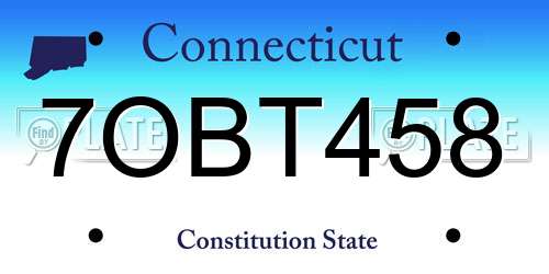 7OBT458 Connecticut License Plate
