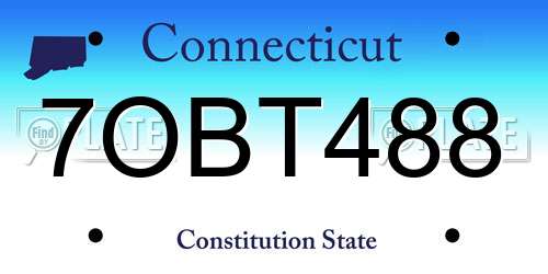 7OBT488 Connecticut License Plate