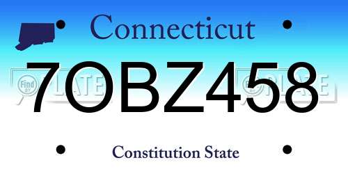 7OBZ458 Connecticut License Plate