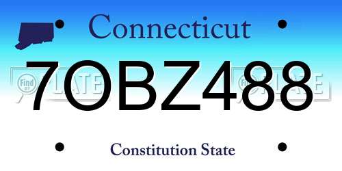 7OBZ488 Connecticut License Plate
