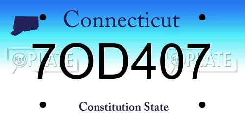 7OD407 Connecticut License Plate