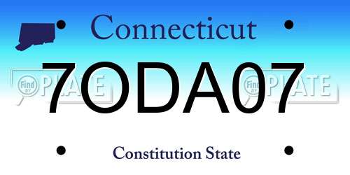 7ODA07 Connecticut License Plate