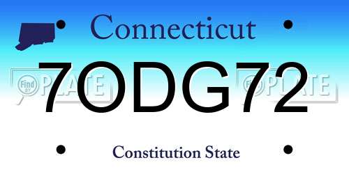 7ODG72 Connecticut License Plate