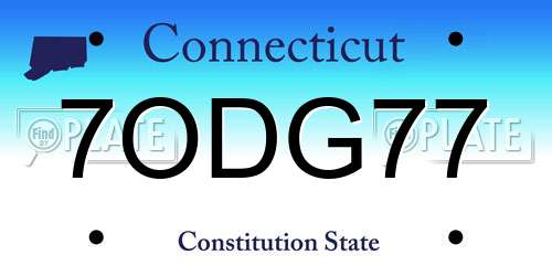 7ODG77 Connecticut License Plate