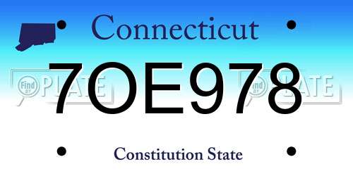 7OE978 Connecticut License Plate