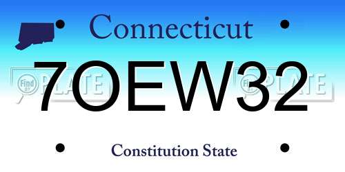 7OEW32 Connecticut License Plate