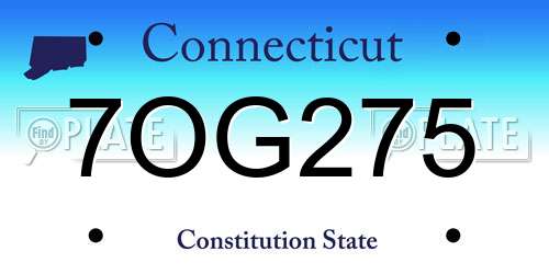 7OG275 Connecticut License Plate