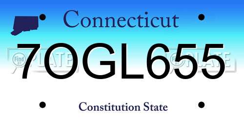 7OGL655 Connecticut License Plate