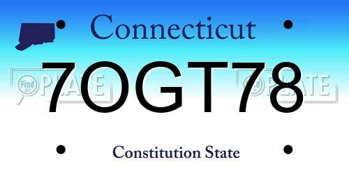7OGT78 Connecticut License Plate