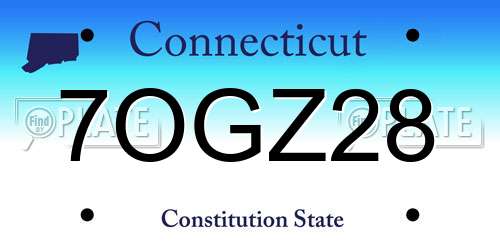 7OGZ28 Connecticut License Plate