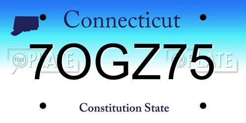 7OGZ75 Connecticut License Plate