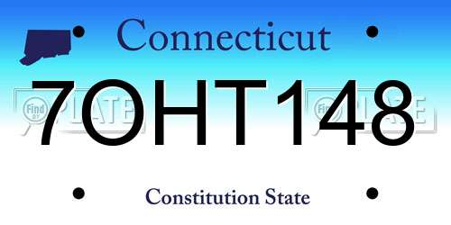 7OHT148 Connecticut License Plate