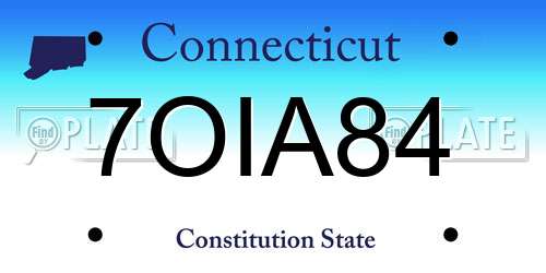 7OIA84 Connecticut License Plate