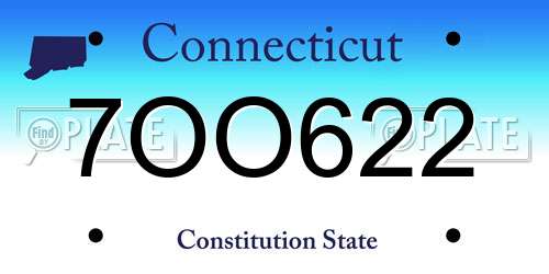 7OO622 Connecticut License Plate