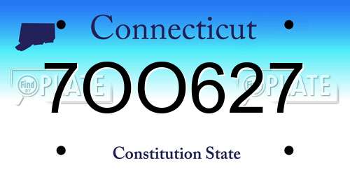7OO627 Connecticut License Plate