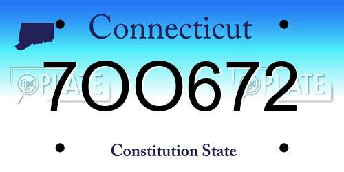 7OO672 Connecticut License Plate