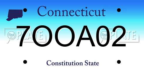 7OOA02 Connecticut License Plate