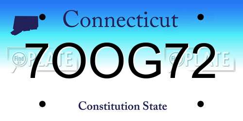 7OOG72 Connecticut License Plate