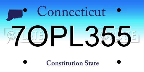 7OPL355 Connecticut License Plate