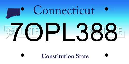 7OPL388 Connecticut License Plate
