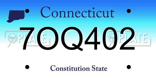 7OQ402 Connecticut License Plate