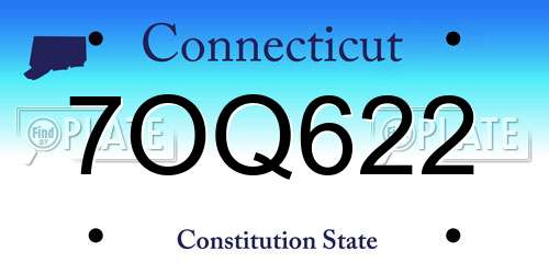 7OQ622 Connecticut License Plate