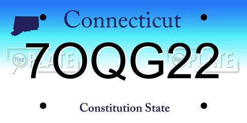 7OQG22 Connecticut License Plate