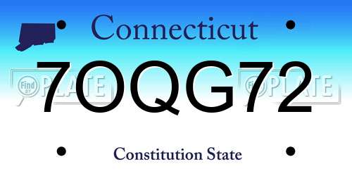 7OQG72 Connecticut License Plate