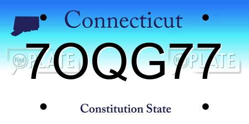 7OQG77 Connecticut License Plate