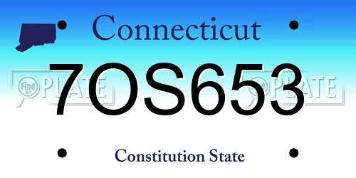 7OS653 Connecticut License Plate