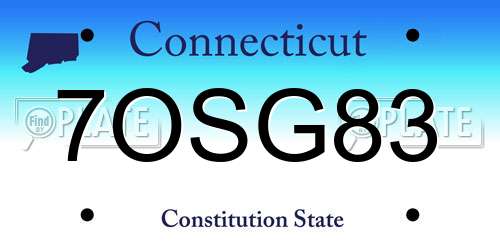 7OSG83 Connecticut License Plate