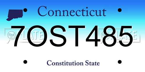 7OST485 Connecticut License Plate