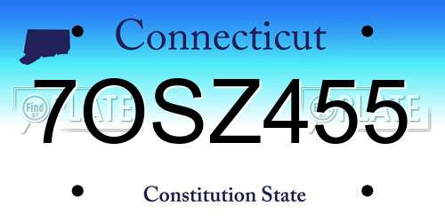 7OSZ455 Connecticut License Plate