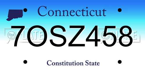 7OSZ458 Connecticut License Plate