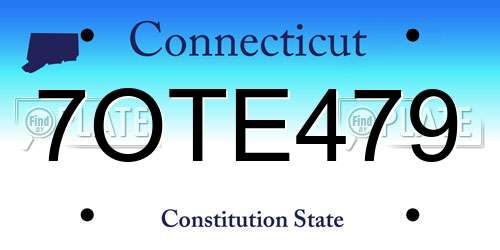 7OTE479 Connecticut License Plate