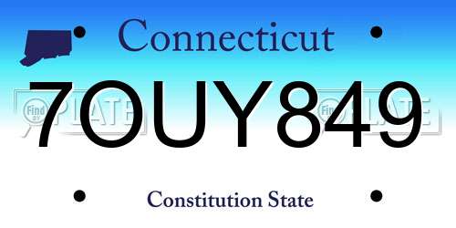 7OUY849 Connecticut License Plate