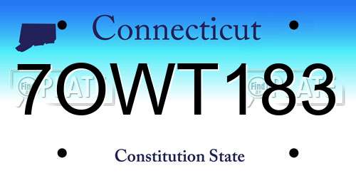 7OWT183 Connecticut License Plate