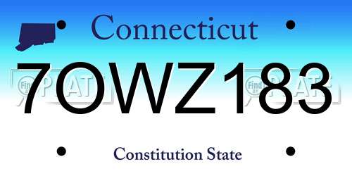 7OWZ183 Connecticut License Plate