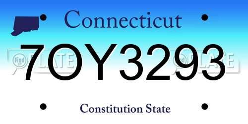 7OY3293 Connecticut License Plate