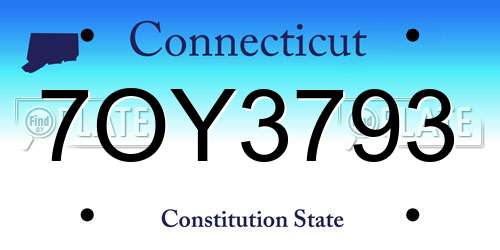 7OY3793 Connecticut License Plate