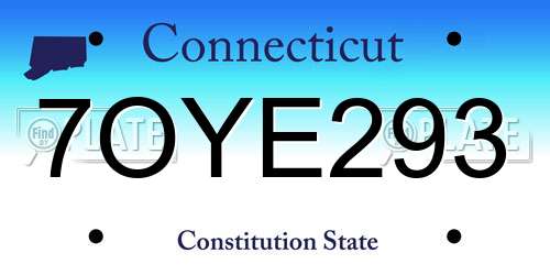 7OYE293 Connecticut License Plate