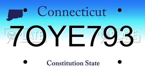 7OYE793 Connecticut License Plate