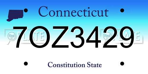 7OZ3429 Connecticut License Plate