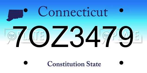 7OZ3479 Connecticut License Plate