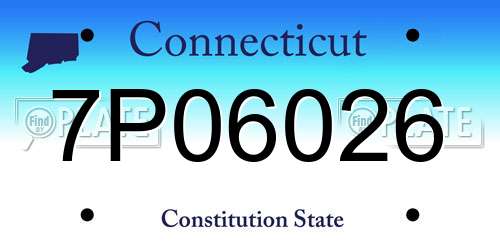 7P06026 Connecticut License Plate