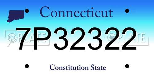 7P32322 Connecticut License Plate
