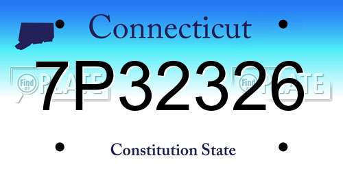 7P32326 Connecticut License Plate