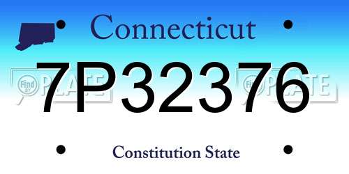 7P32376 Connecticut License Plate