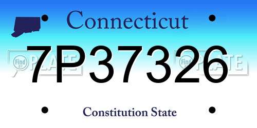 7P37326 Connecticut License Plate