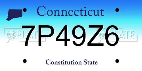 7P49Z6 Connecticut License Plate